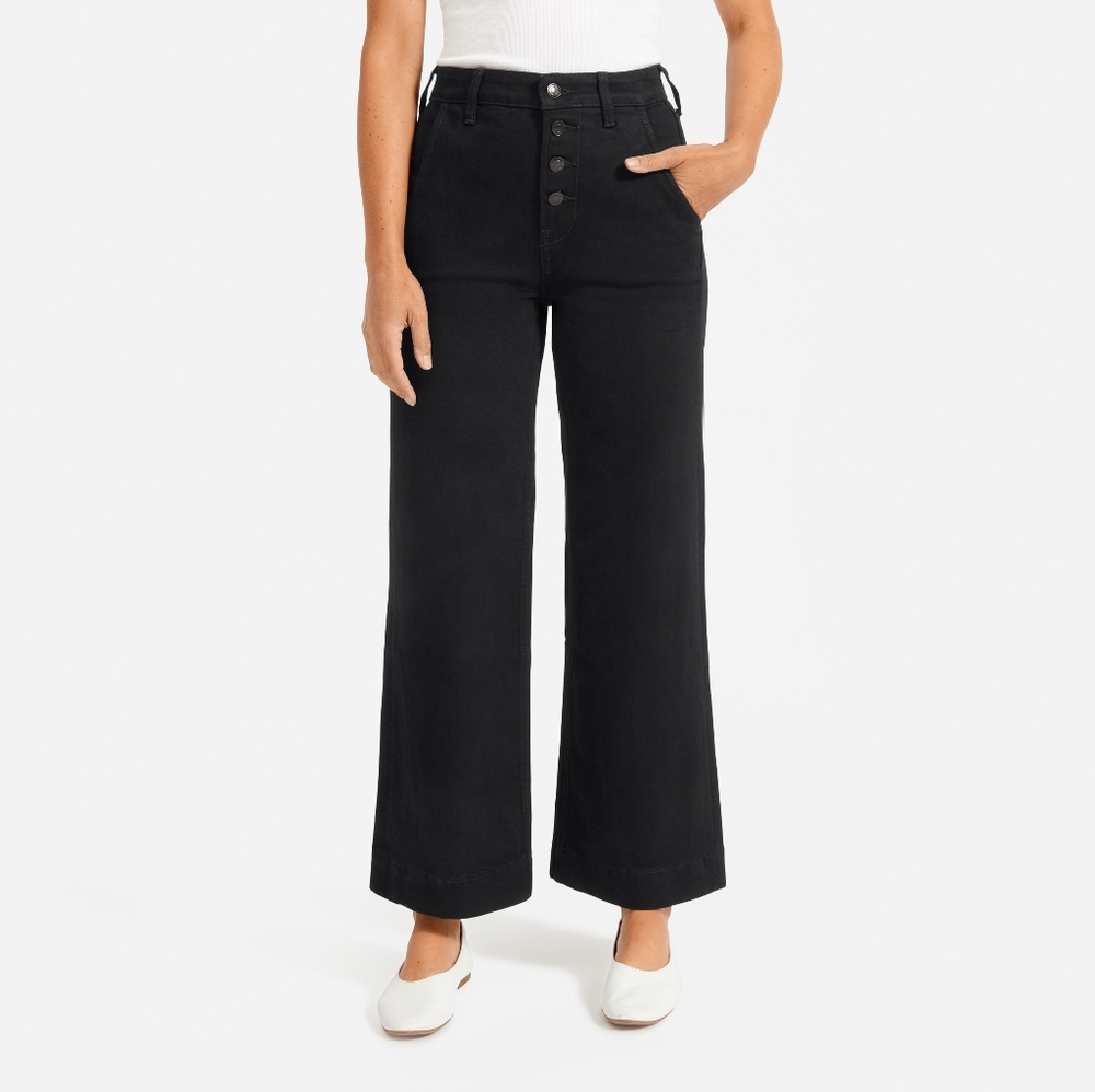Everlane The Button-Fly Wide-Leg Jean Black